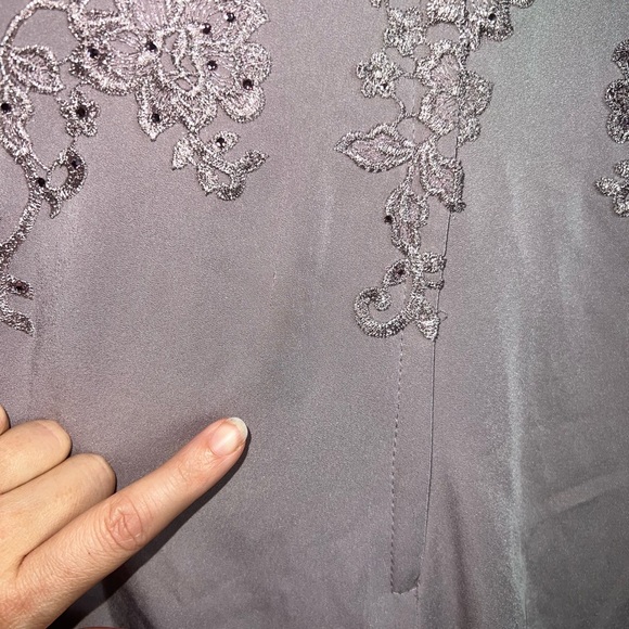 La Femme Light Mauve Floral Appliqué Jersey Column gown dress full length 16 NEW - Picture 10 of 15